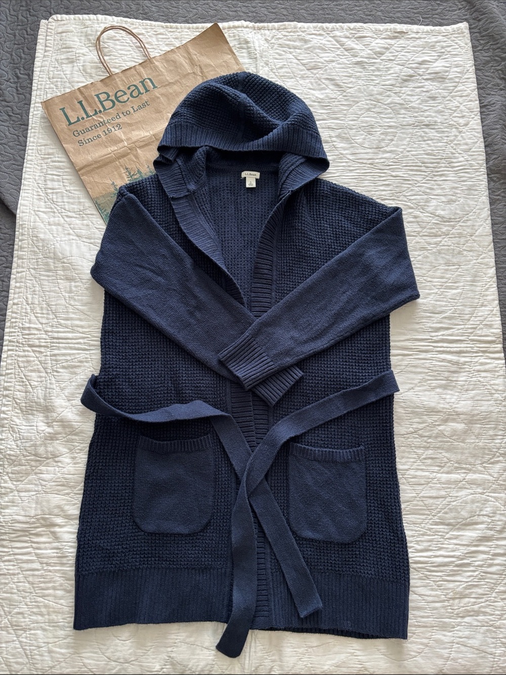 LL Bean Waffle Knit Cardigan
